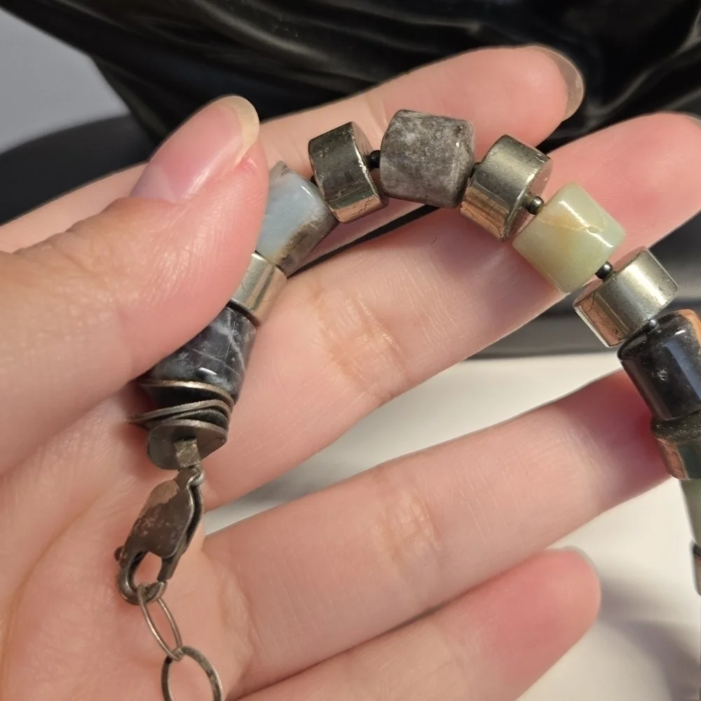 Agate Sterling silver various stone necklace